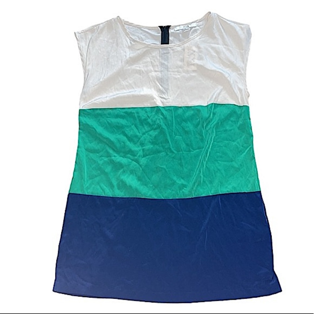 NWT Green Navy and Beige Color Block Short Summer Dress